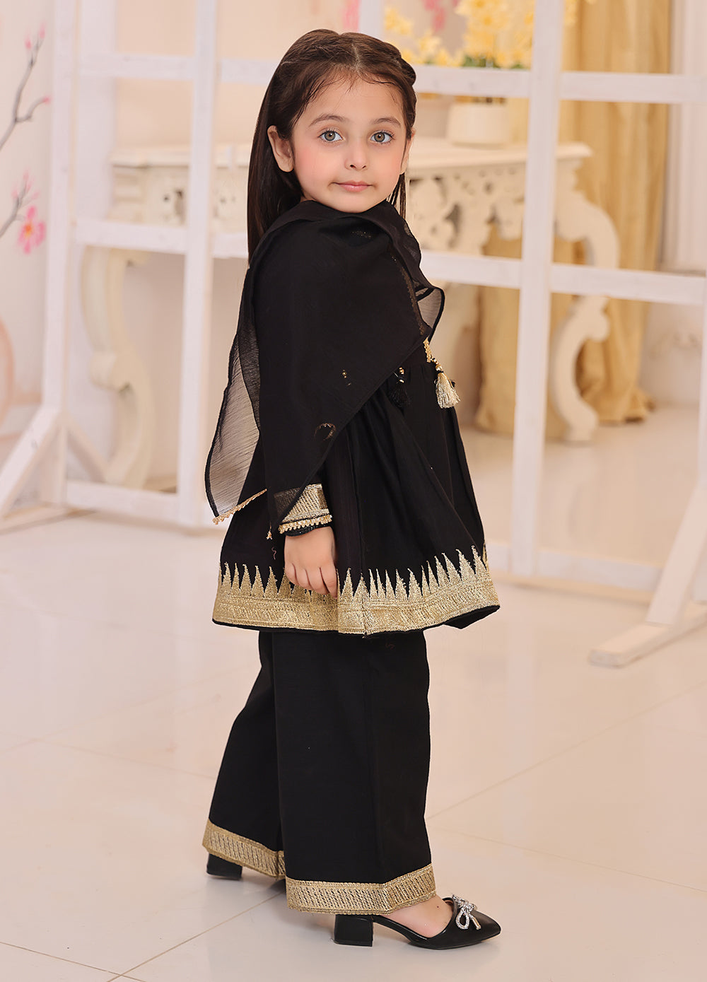 khaddar formal 3 piece stitched suit for kids