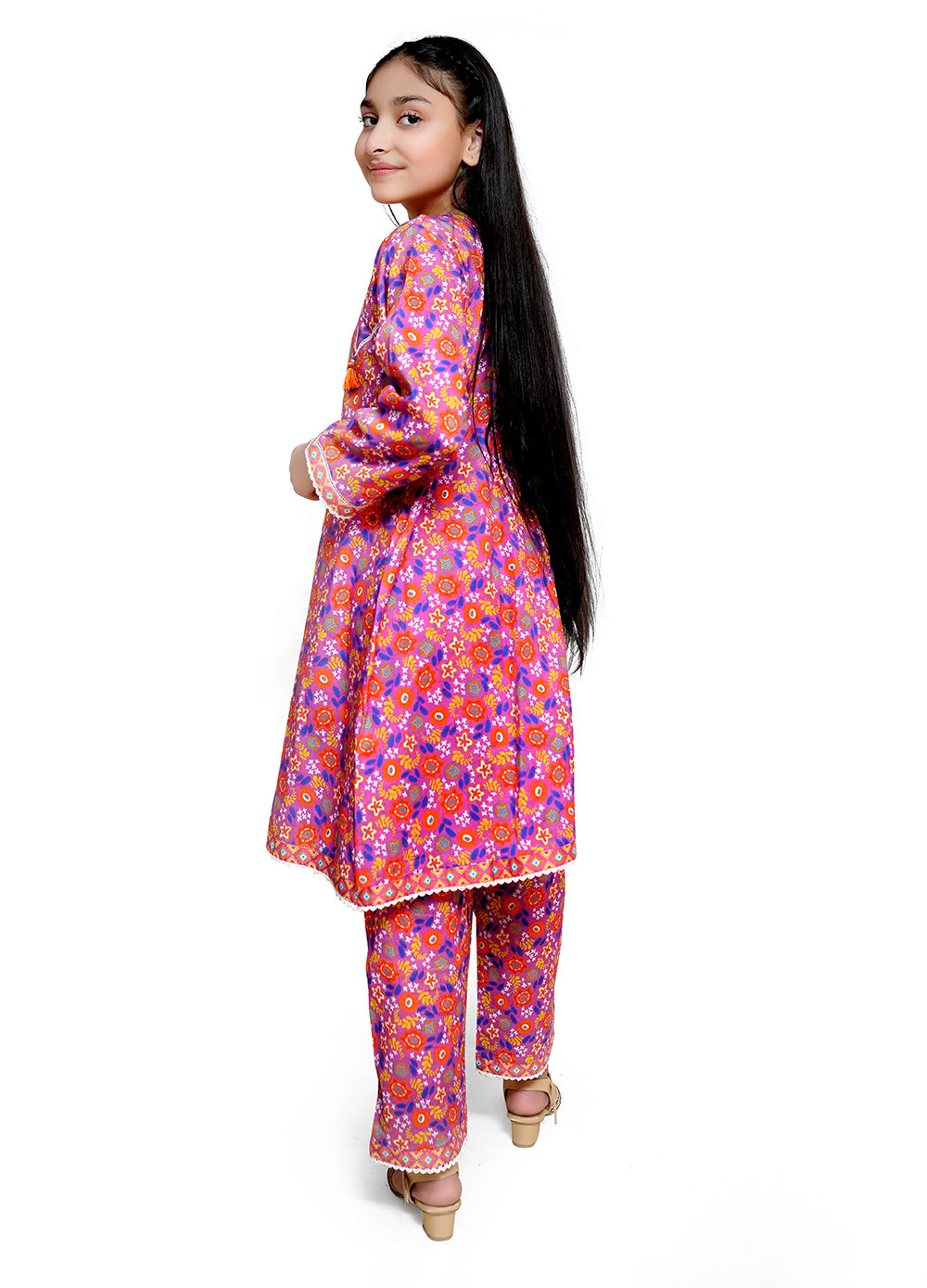 Pink printed lawn casual 2 piece suit