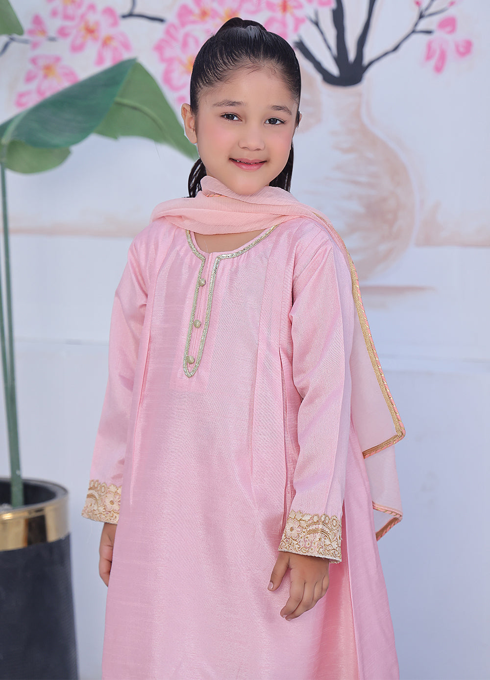 Pink Fancy Kurti 3-Piece Set