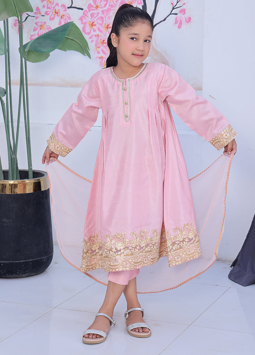 Pink Fancy Kurti 3-Piece Set