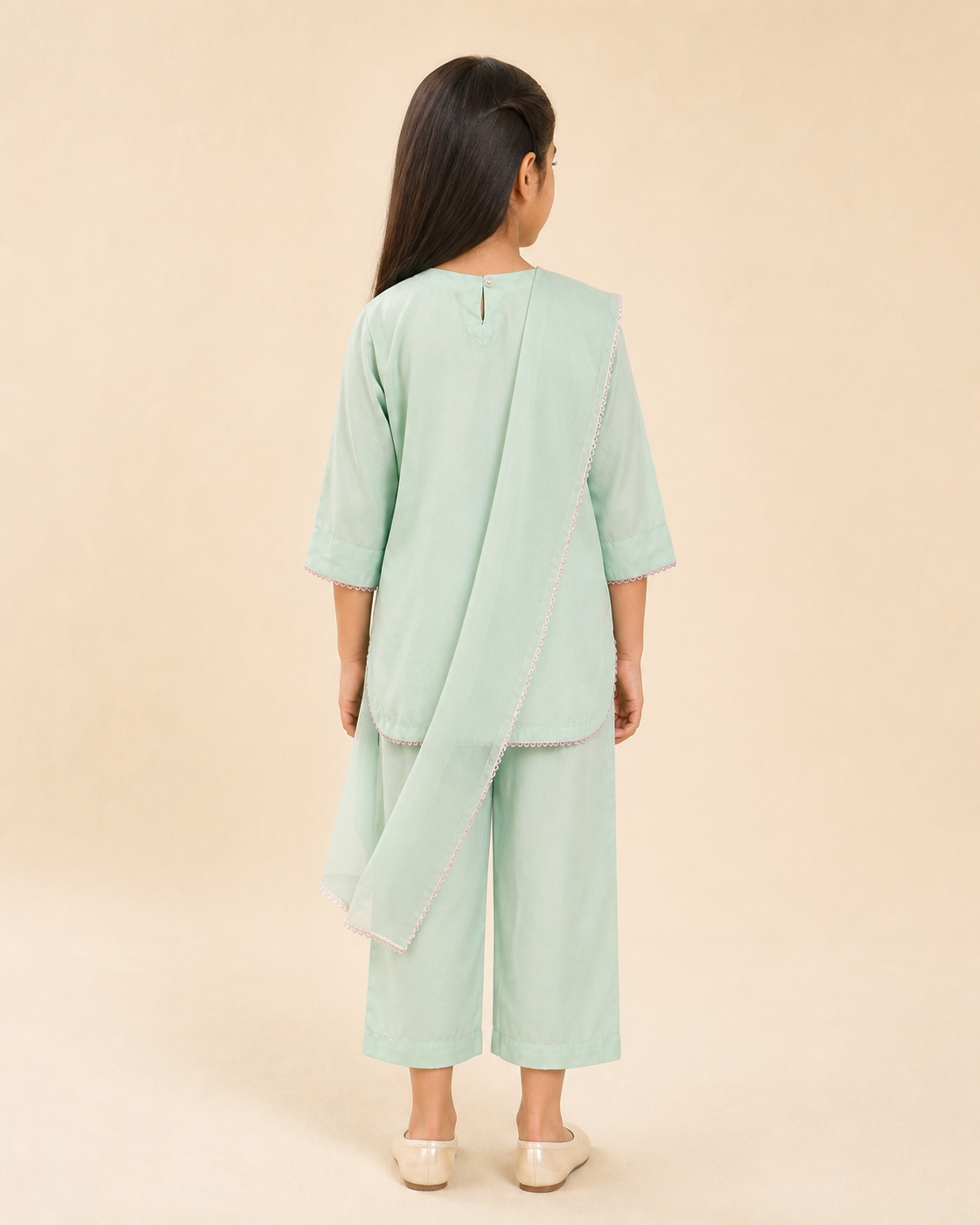 Mint Green Kurti, Plazo & Dupatta
