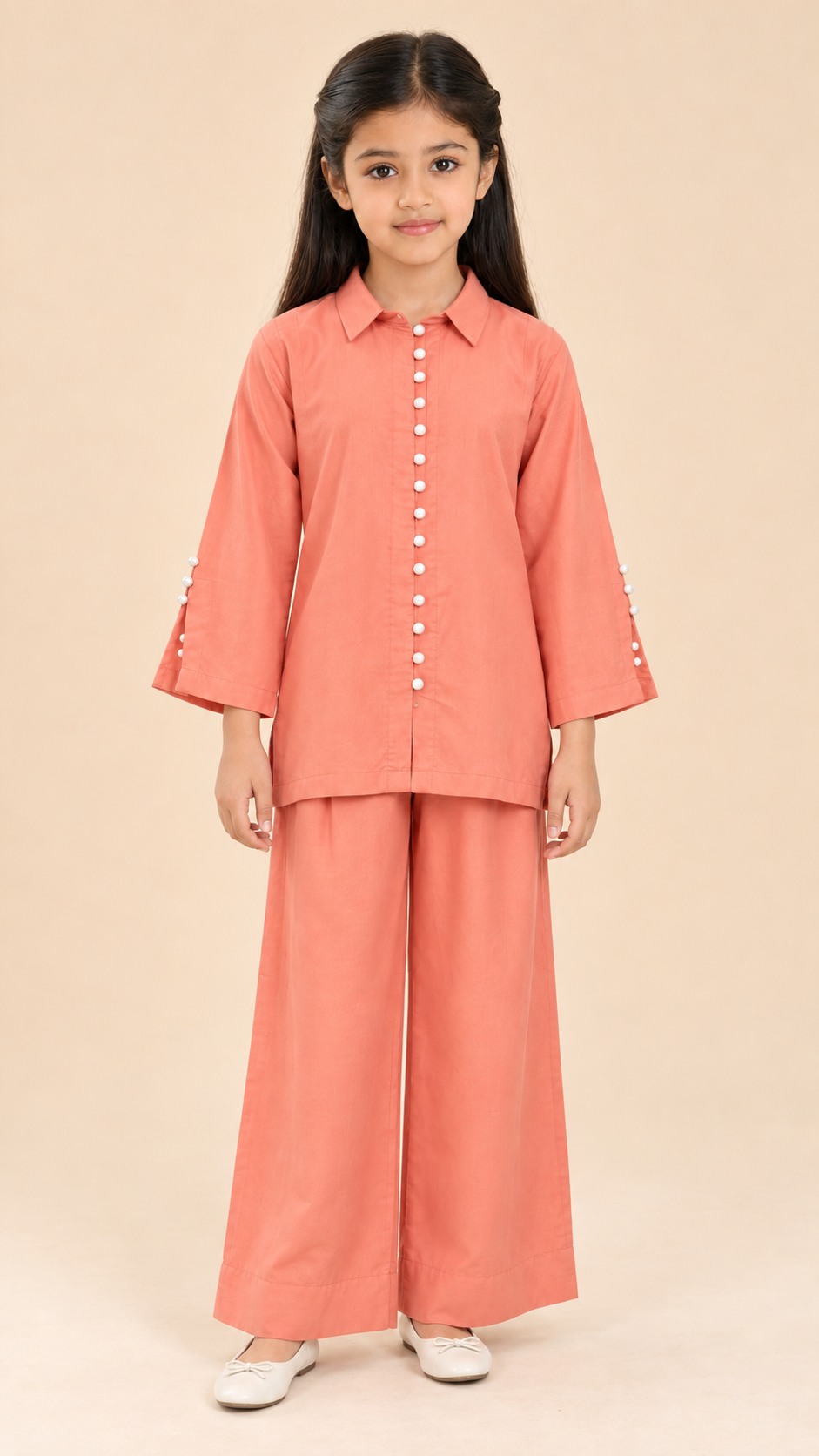 Coral Kurti and Plazo Co-ord Set