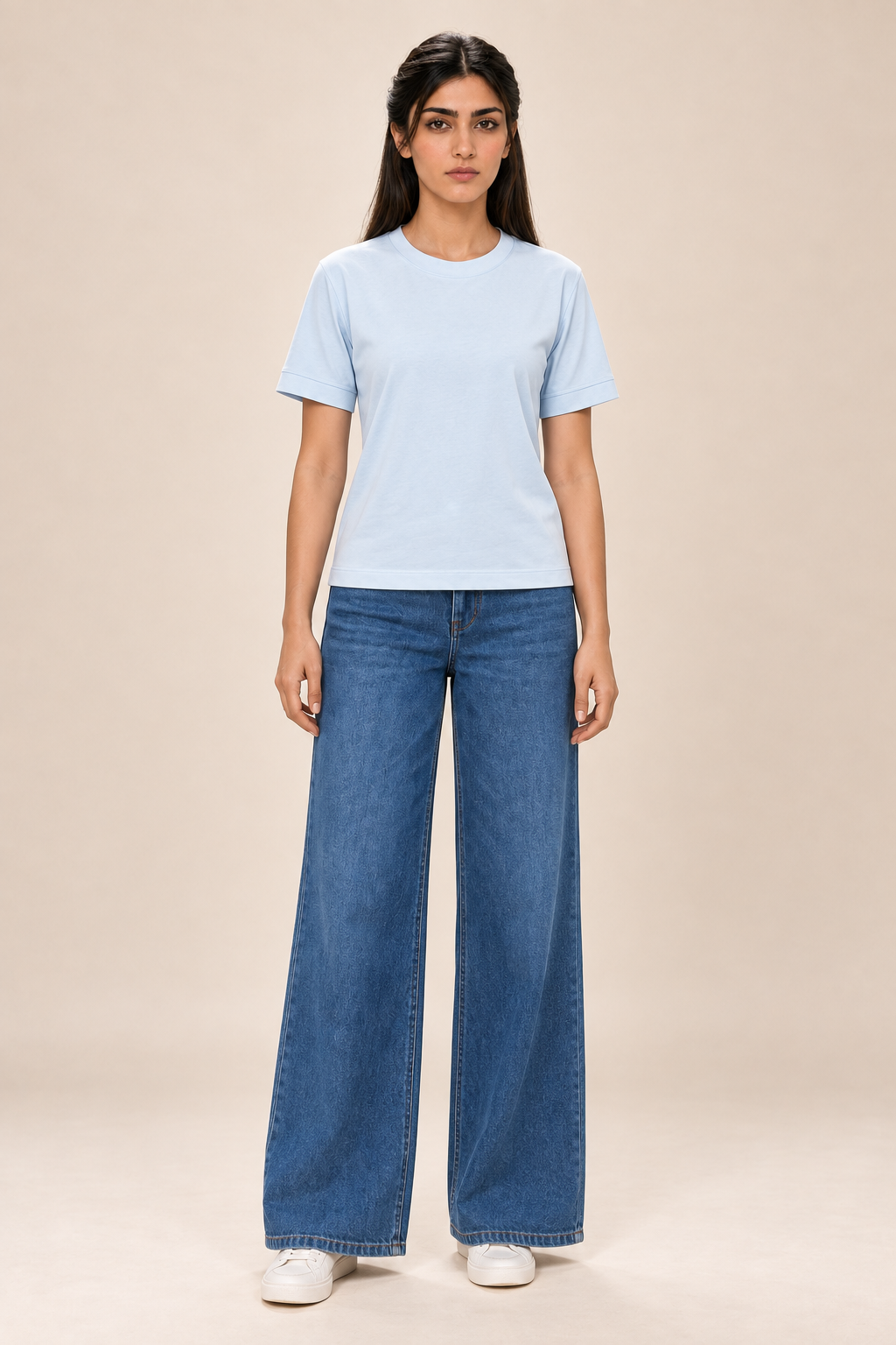 Light Blue Round-Neck T-Shirt