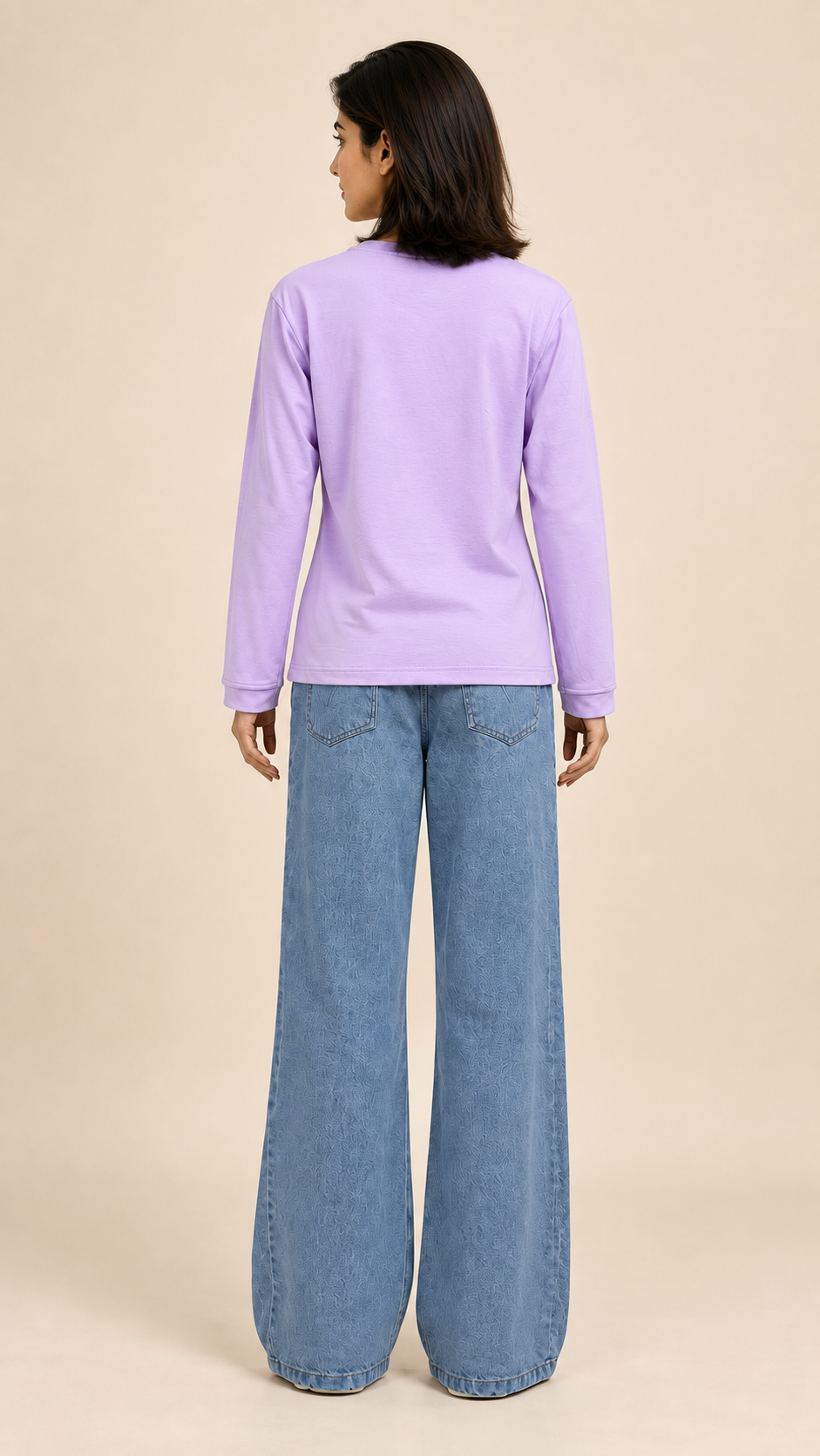 Women's V-Neck Long Sleeve T-Shirt — Lavender