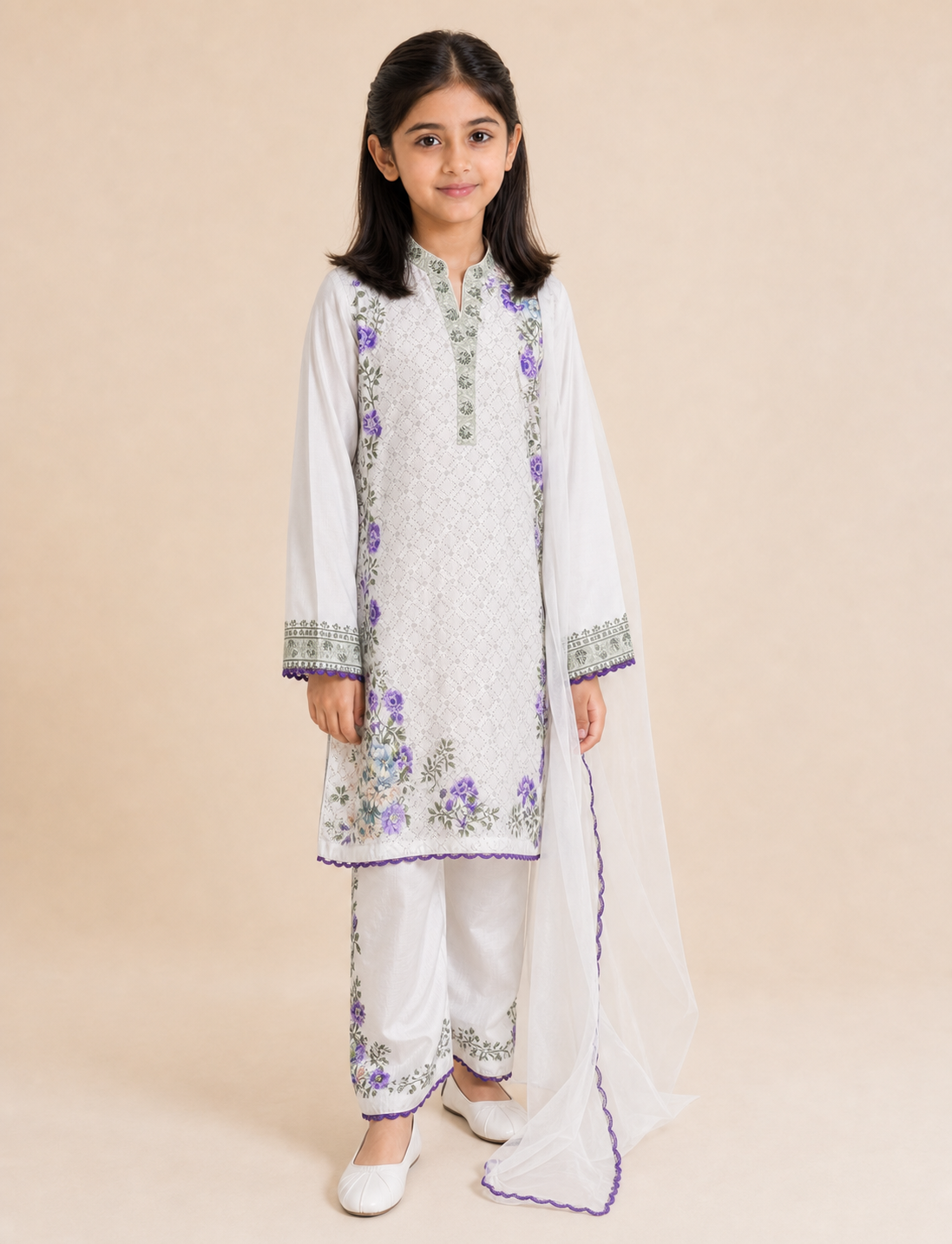 Printed Kurti, Trouser & Dupatta Set