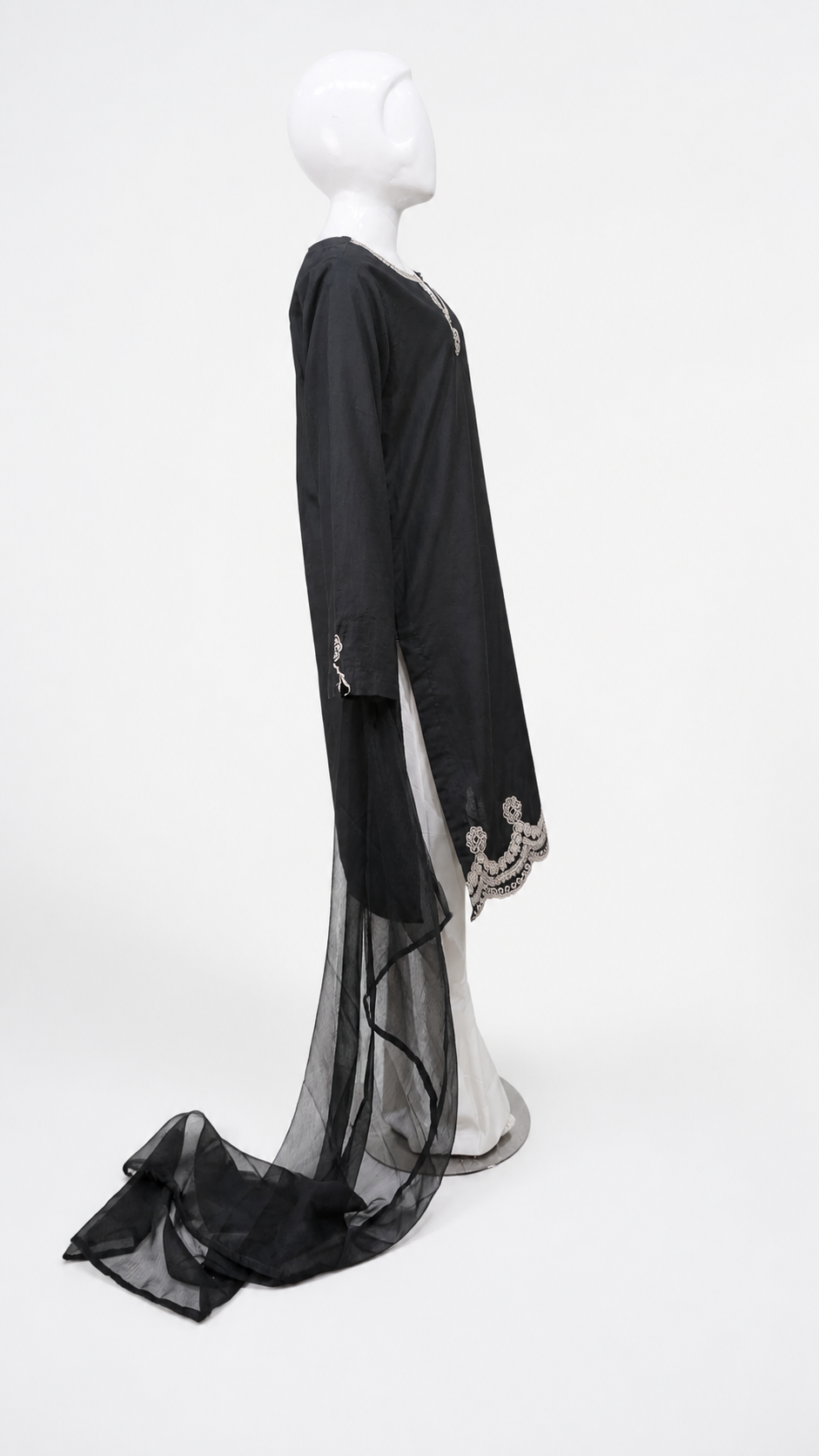 Black 3-Piece Kurti, Plazo & Dupatta Set