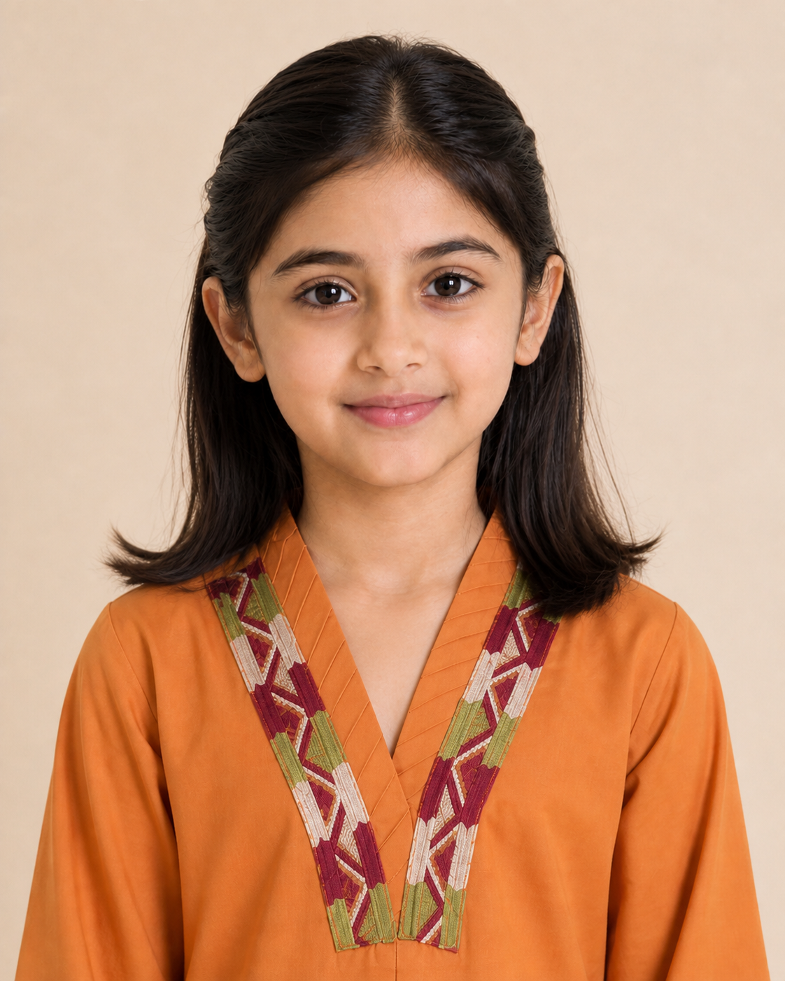 Orange Embroidered Frock Kurti Set