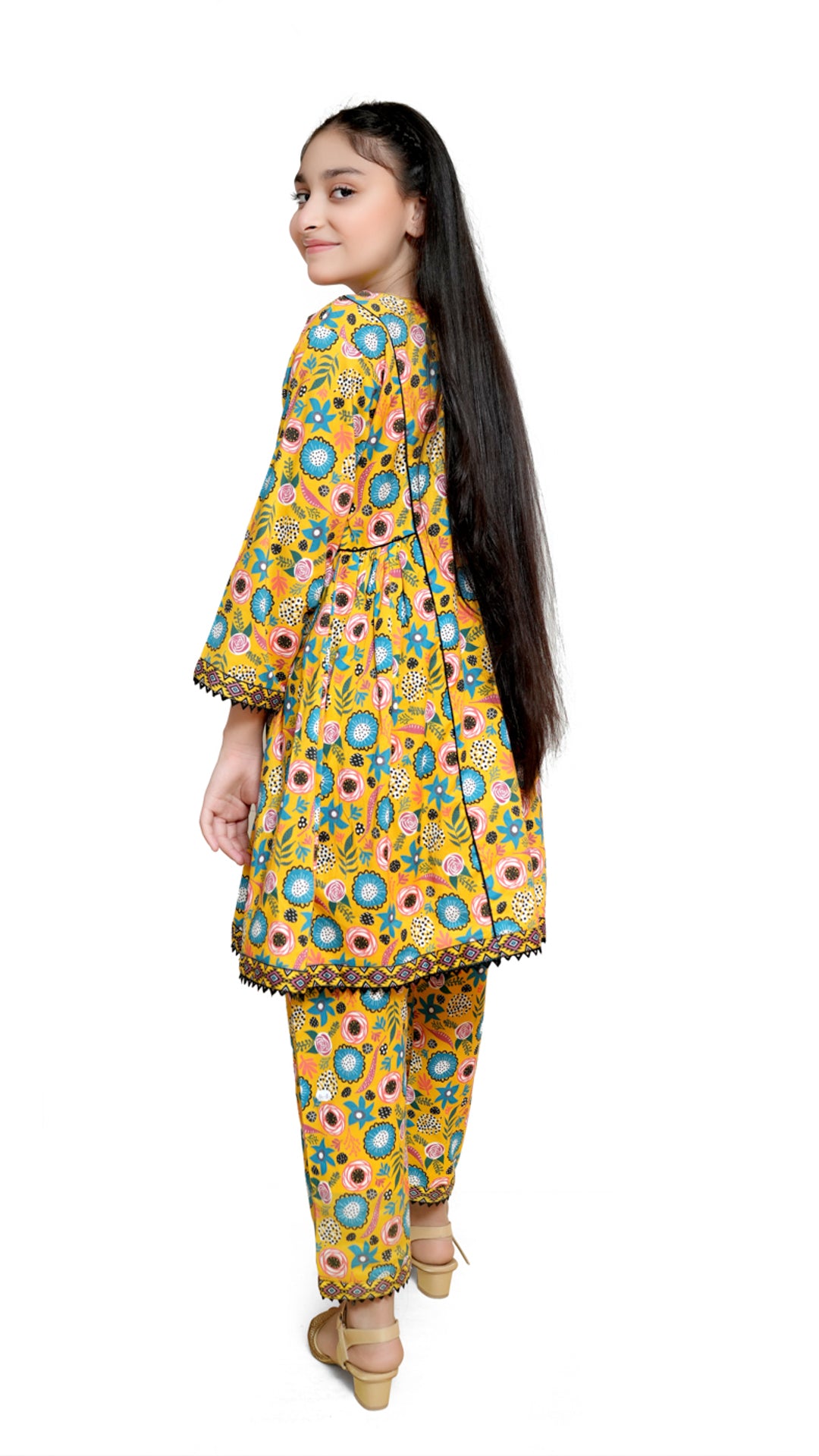 Multi color printed stitched 2pc suit